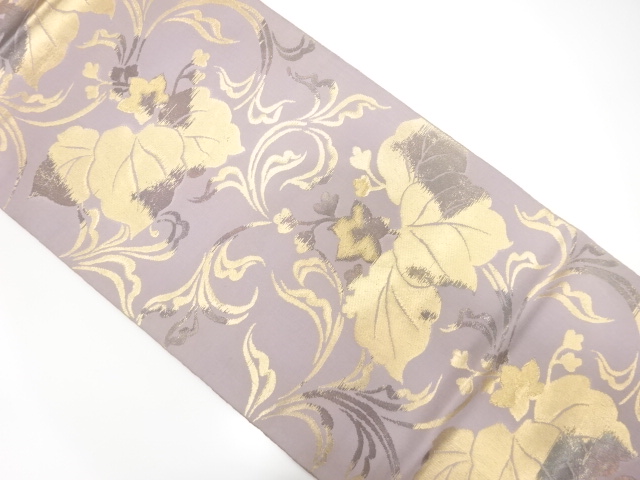 JAPANESE KIMONO / ANTIQUE FUKURO OBI / SILK / WOVEN KIKU ARABESQUE